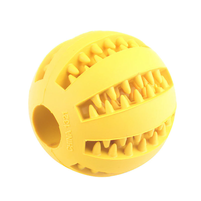 Interactive Rubber Treat Ball for Small Dogs yellow 5cm by HitMyNeed