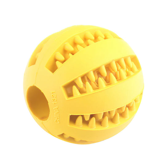 Interactive Rubber Treat Ball for Small Dogs yellow 5cm by HitMyNeed