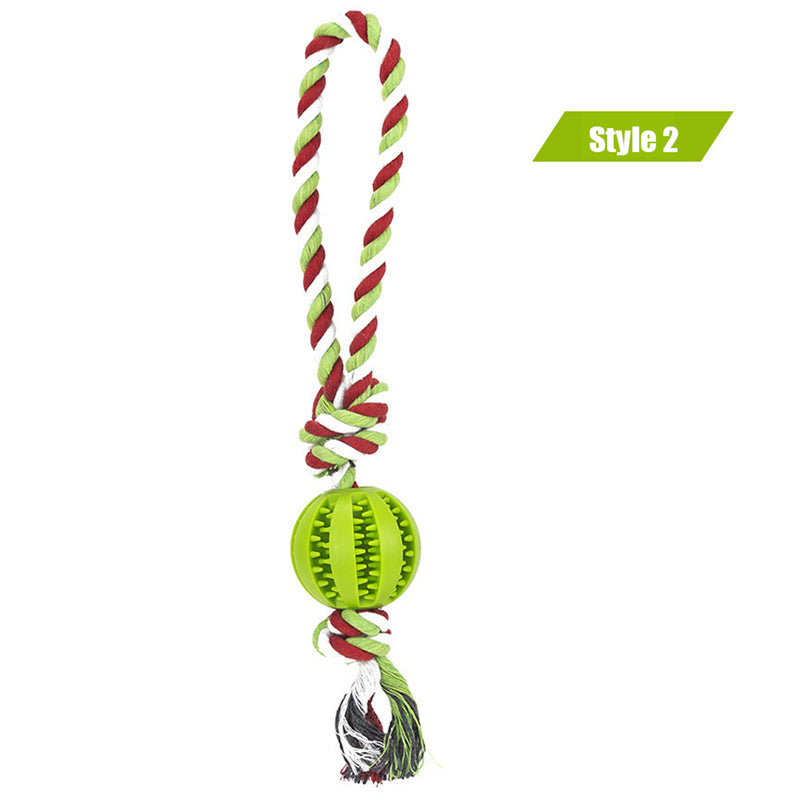 Interactive Treat Ball Dog Toy with Hemp Rope 11-green-2 m-6cm by HitMyNeed