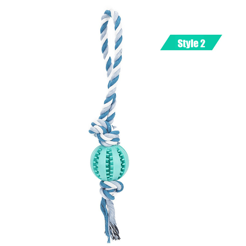 Interactive Treat Ball Dog Toy with Hemp Rope 12-lake-blue-2 l-7cm by HitMyNeed
