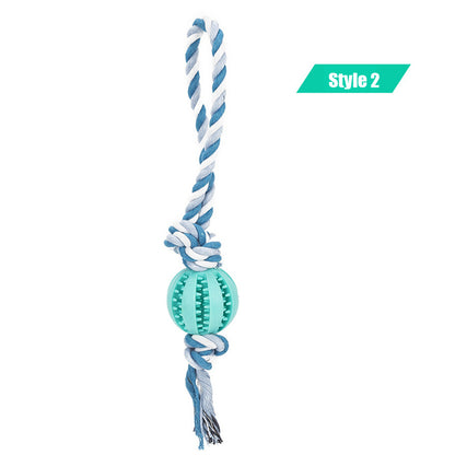 Interactive Treat Ball Dog Toy with Hemp Rope 12-lake-blue-2 l-7cm by HitMyNeed