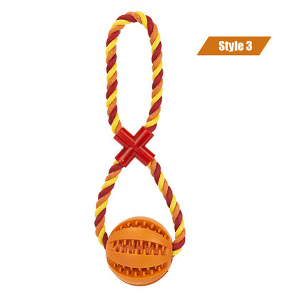 Interactive Treat Ball Dog Toy with Hemp Rope 13-orange-3 m-6cm by HitMyNeed