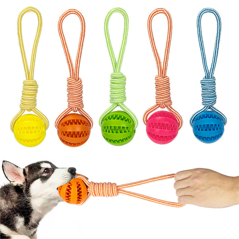 Interactive Treat Ball Dog Toy with Hemp Rope by HitMyNeed