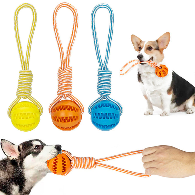 Interactive Treat Ball Dog Toy with Hemp Rope by HitMyNeed