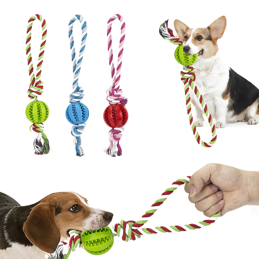 Interactive Treat Ball Dog Toy with Hemp Rope by HitMyNeed