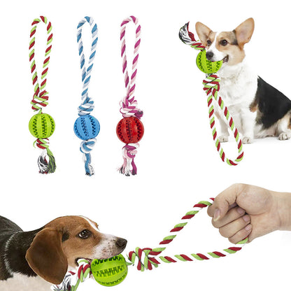Interactive Treat Ball Dog Toy with Hemp Rope by HitMyNeed