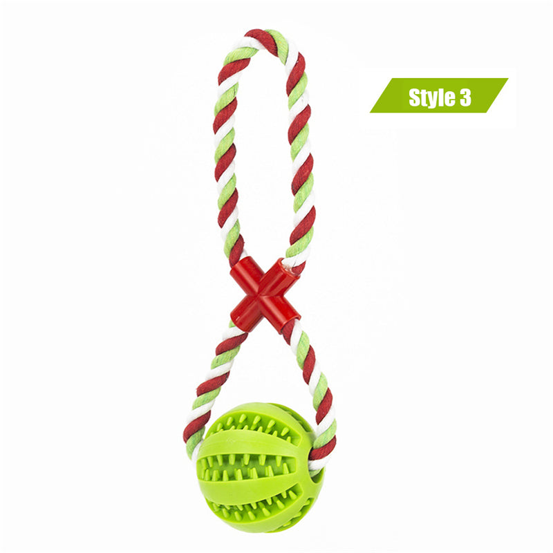 Interactive Treat Ball Dog Toy with Hemp Rope 17-green-3 m-6cm by HitMyNeed