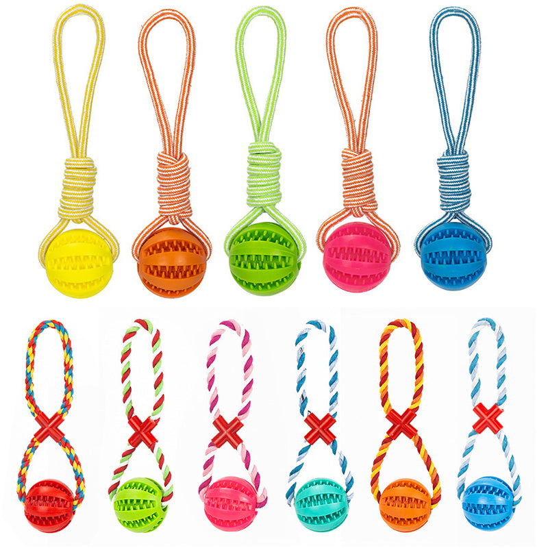 Interactive Treat Ball Dog Toy with Hemp Rope by HitMyNeed