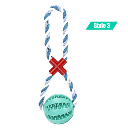 Interactive Treat Ball Dog Toy with Hemp Rope 18-lake-blue-3 l-7cm by HitMyNeed