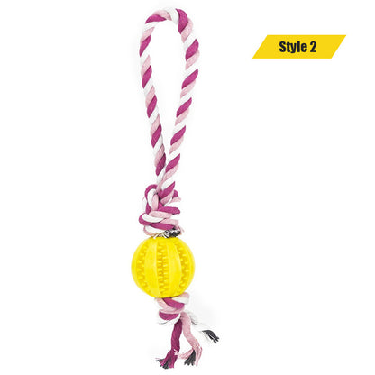 Interactive Treat Ball Dog Toy with Hemp Rope 9-yellow-2 m-6cm by HitMyNeed