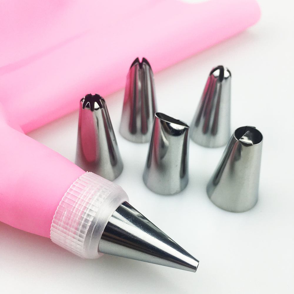 Interchangeable Nozzle Silicone Piping Bag Set (8pc) by HitMyNeed