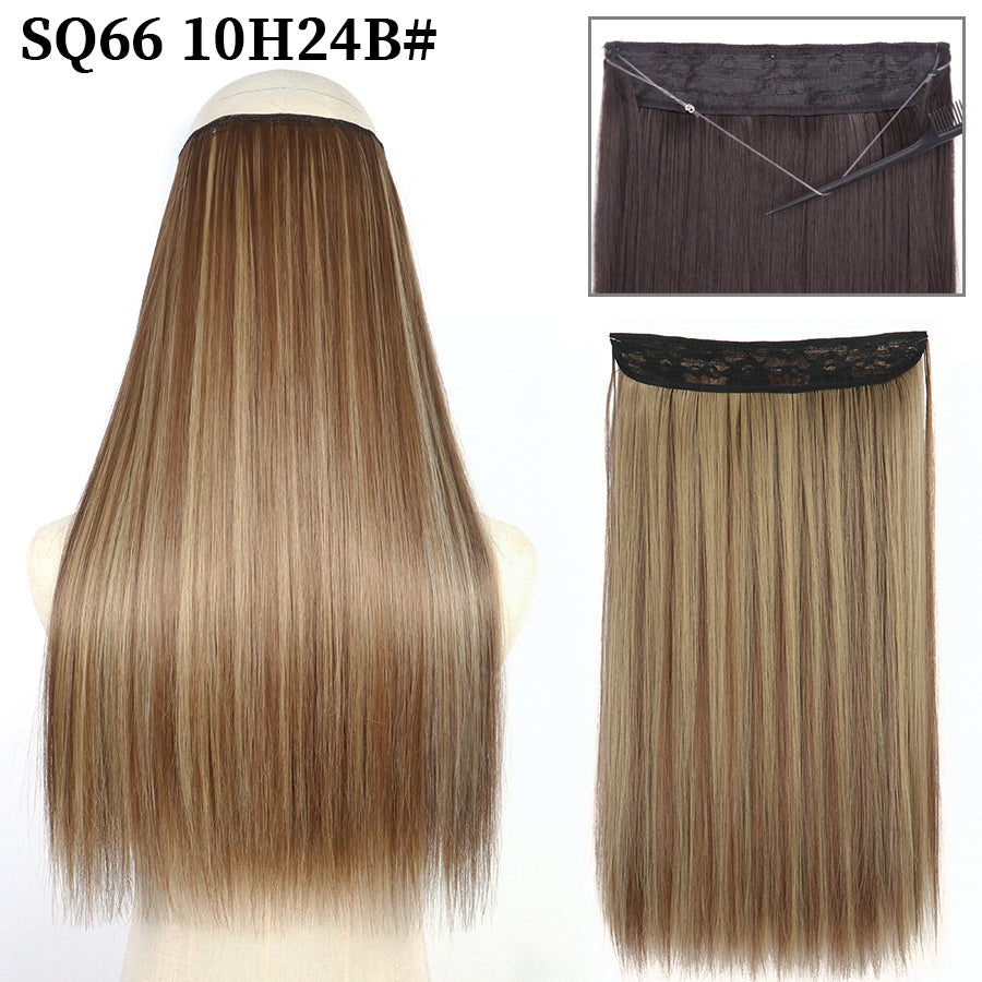 Invisible Fish Line Wavy Hair Extension Blonde/Black 10h24b-200661232 32inch-80cm by HitMyNeed