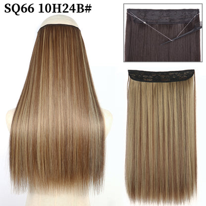 Invisible Fish Line Wavy Hair Extension Blonde/Black 10h24b-200661232 32inch-80cm by HitMyNeed