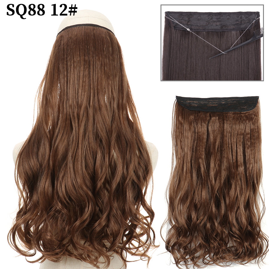 Invisible Fish Line Wavy Hair Extension Blonde/Black 12 32inch-80cm by HitMyNeed