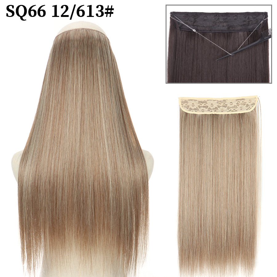 Invisible Fish Line Wavy Hair Extension Blonde/Black 12-613-200661234 32inch-80cm by HitMyNeed