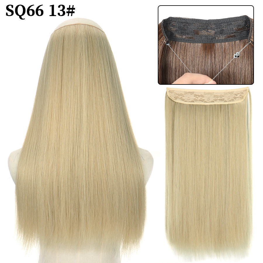 Invisible Fish Line Wavy Hair Extension Blonde/Black 13 32inch-80cm by HitMyNeed