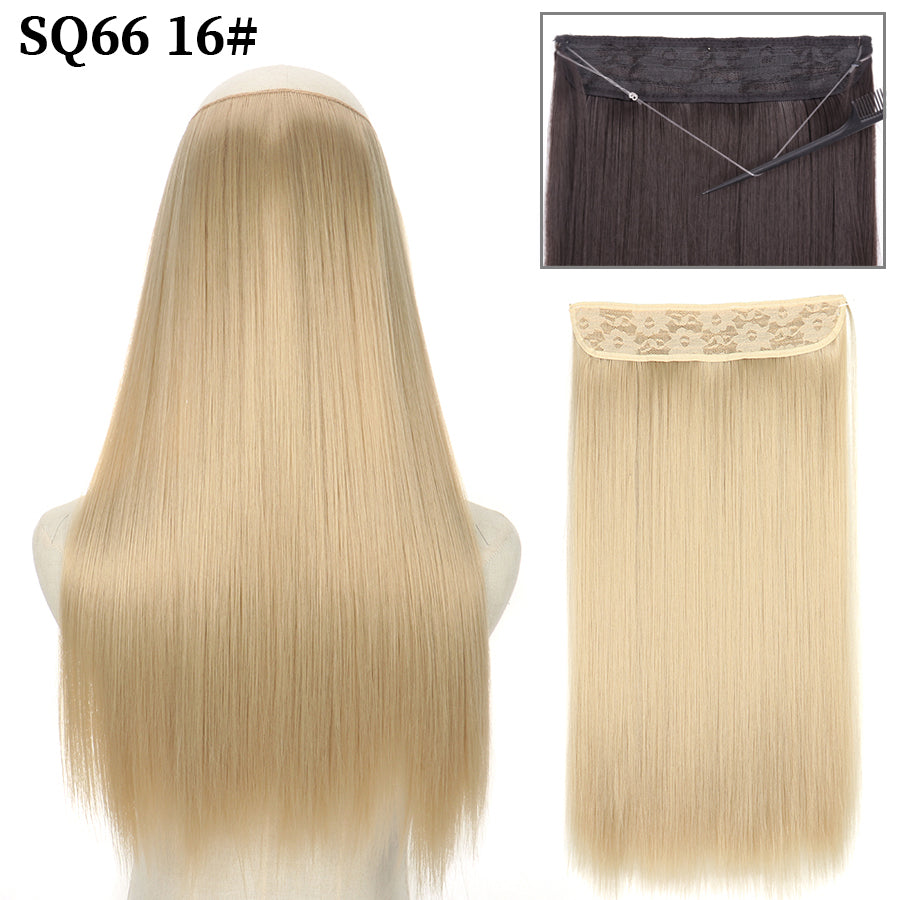 Invisible Fish Line Wavy Hair Extension Blonde/Black 16-200661248 32inch-80cm by HitMyNeed