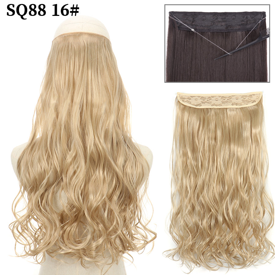 Invisible Fish Line Wavy Hair Extension Blonde/Black 16 32inch-80cm by HitMyNeed