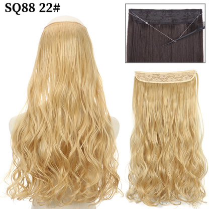Invisible Fish Line Wavy Hair Extension Blonde/Black 22 32inch-80cm by HitMyNeed