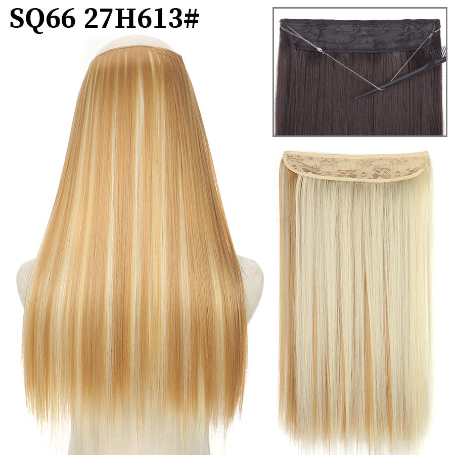 Invisible Fish Line Wavy Hair Extension Blonde/Black 27h613-200661242 32inch-80cm by HitMyNeed