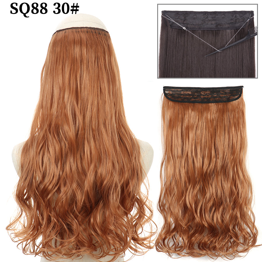 Invisible Fish Line Wavy Hair Extension Blonde/Black 30 32inch-80cm by HitMyNeed
