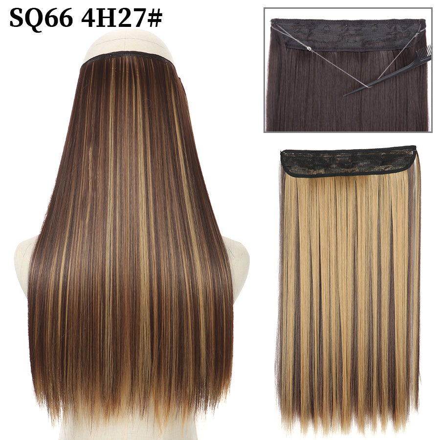 Invisible Fish Line Wavy Hair Extension Blonde/Black 4h27-200744463 22inch-55cm by HitMyNeed
