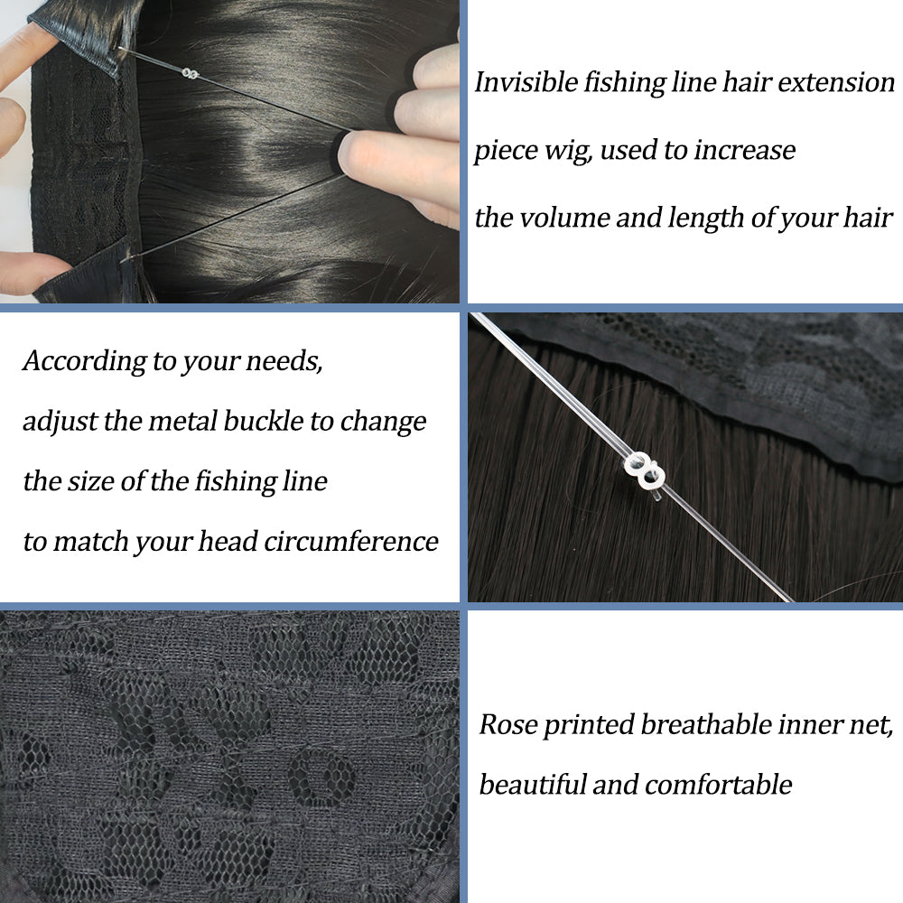 Invisible Fish Line Wavy Hair Extension Blonde/Black by HitMyNeed