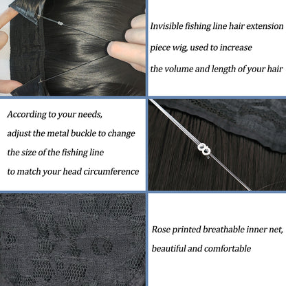 Invisible Fish Line Wavy Hair Extension Blonde/Black by HitMyNeed
