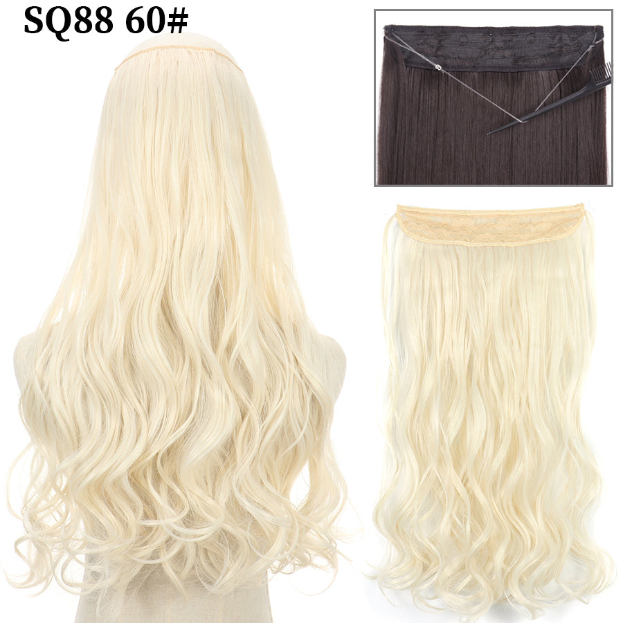 Invisible Fish Line Wavy Hair Extension Blonde/Black 60 32inch-80cm by HitMyNeed