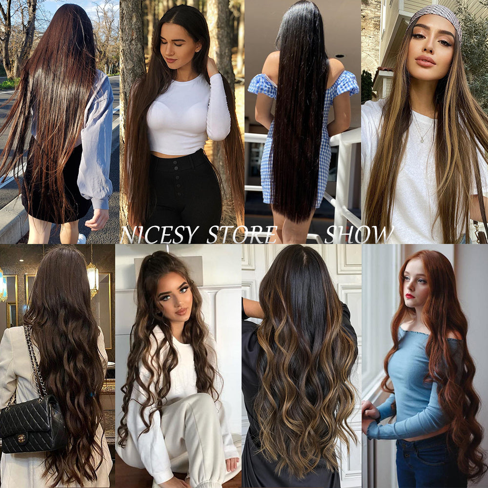 Invisible Fish Line Wavy Hair Extension Blonde/Black by HitMyNeed