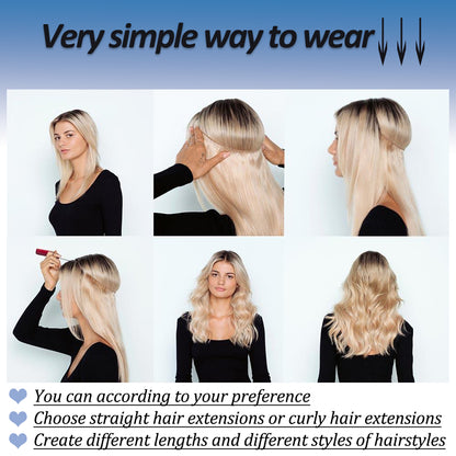 Invisible Fish Line Wavy Hair Extension Blonde/Black by HitMyNeed
