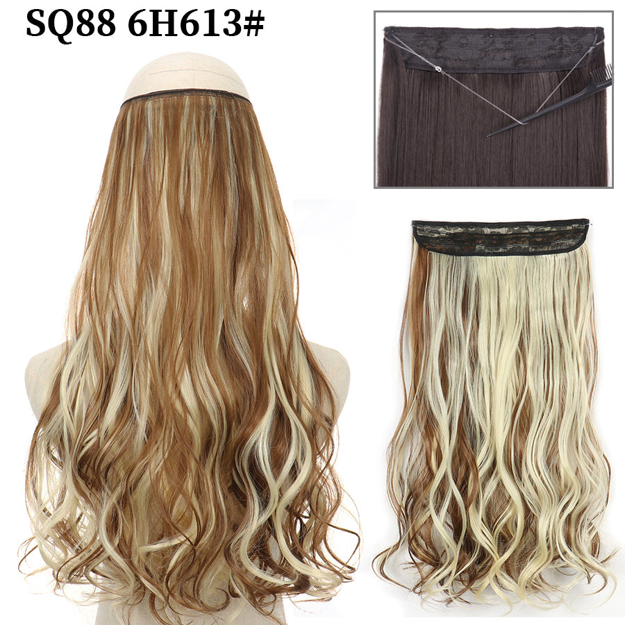 Invisible Fish Line Wavy Hair Extension Blonde/Black 6h613 32inch-80cm by HitMyNeed