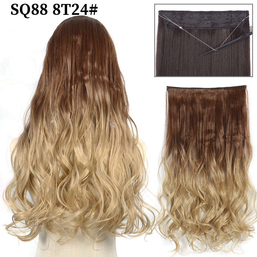 Invisible Fish Line Wavy Hair Extension Blonde/Black 8t24 32inch-80cm by HitMyNeed