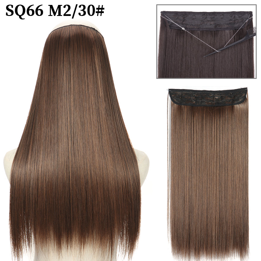 Invisible Fish Line Wavy Hair Extension Blonde/Black m2-30-200661236 32inch-80cm by HitMyNeed