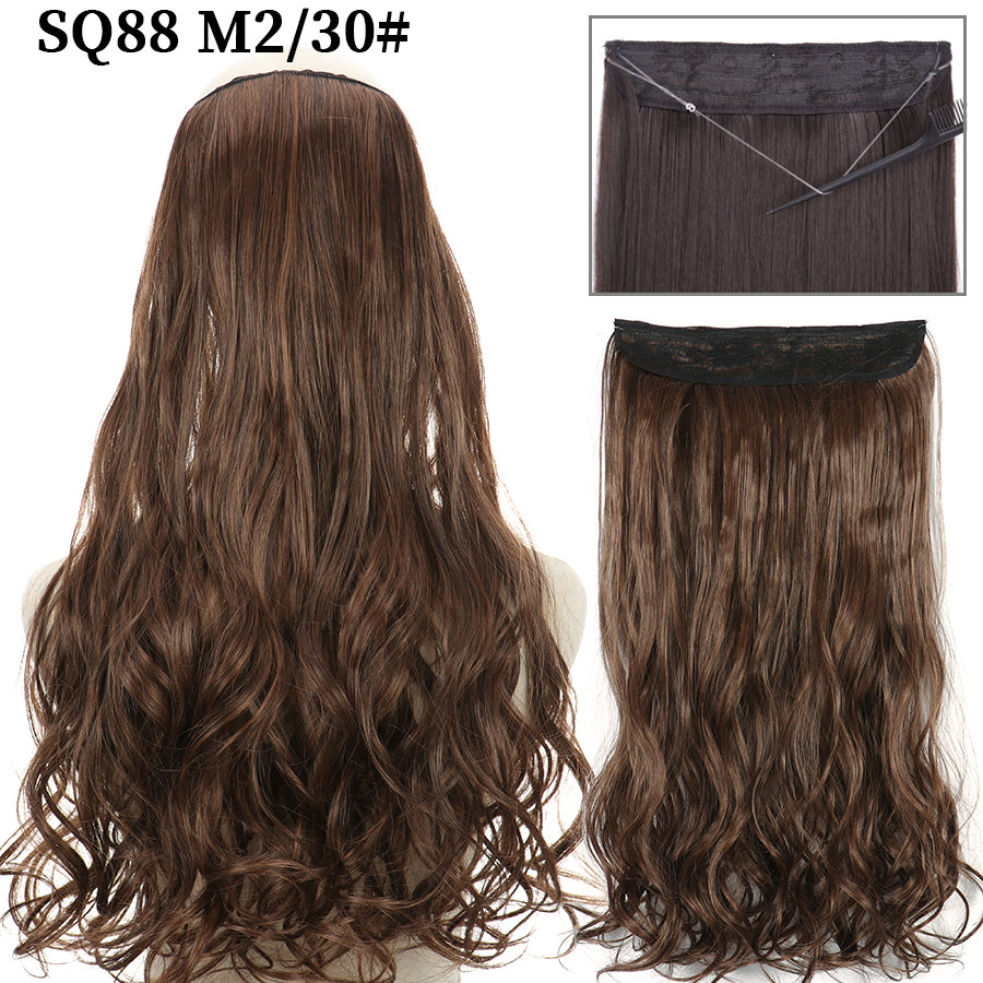 Invisible Fish Line Wavy Hair Extension Blonde/Black m2-30 32inch-80cm by HitMyNeed