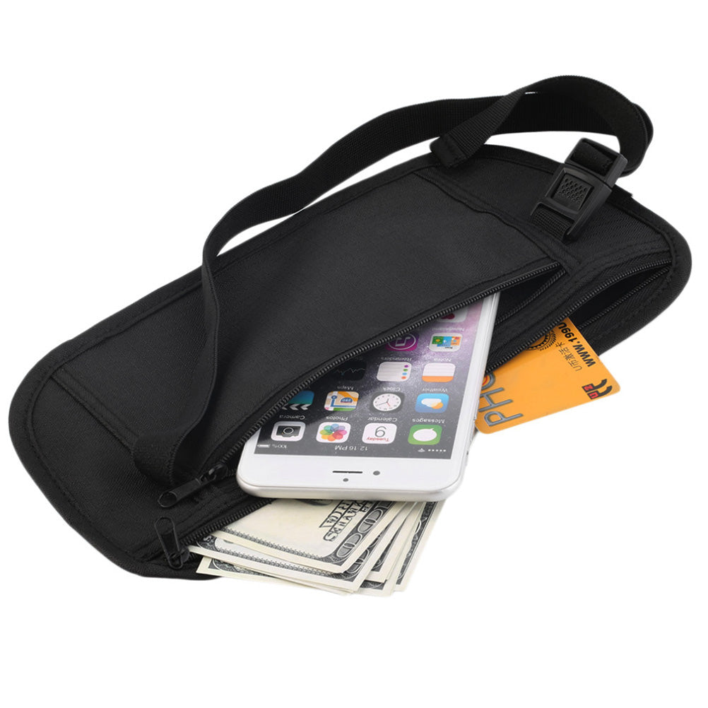 Invisible Travel Money Belt Waist Pouch Wallet black-color by HitMyNeed