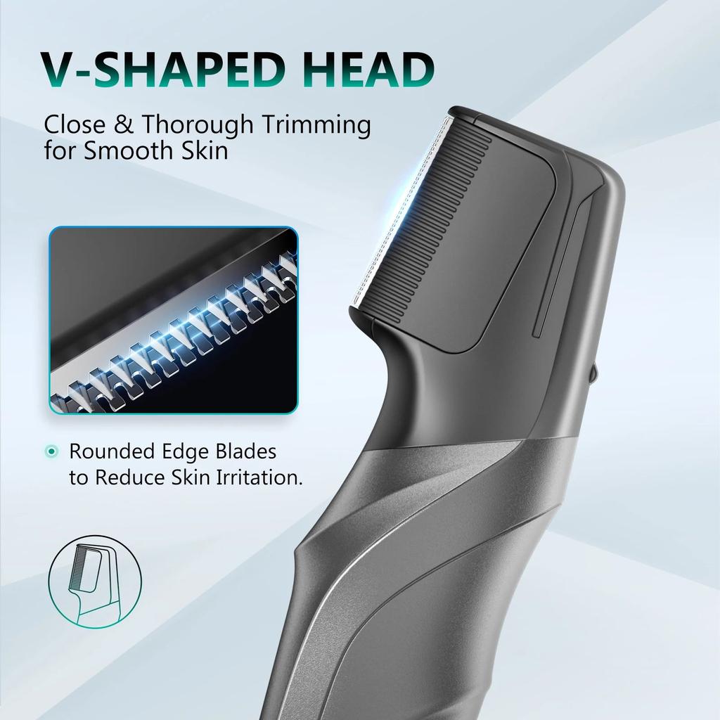 IPX5 Body & Groin Hair Trimmer for Men, 2 Attachments by HitMyNeed