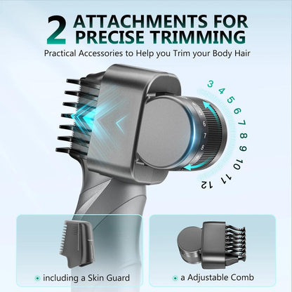 IPX5 Body & Groin Hair Trimmer for Men, 2 Attachments by HitMyNeed