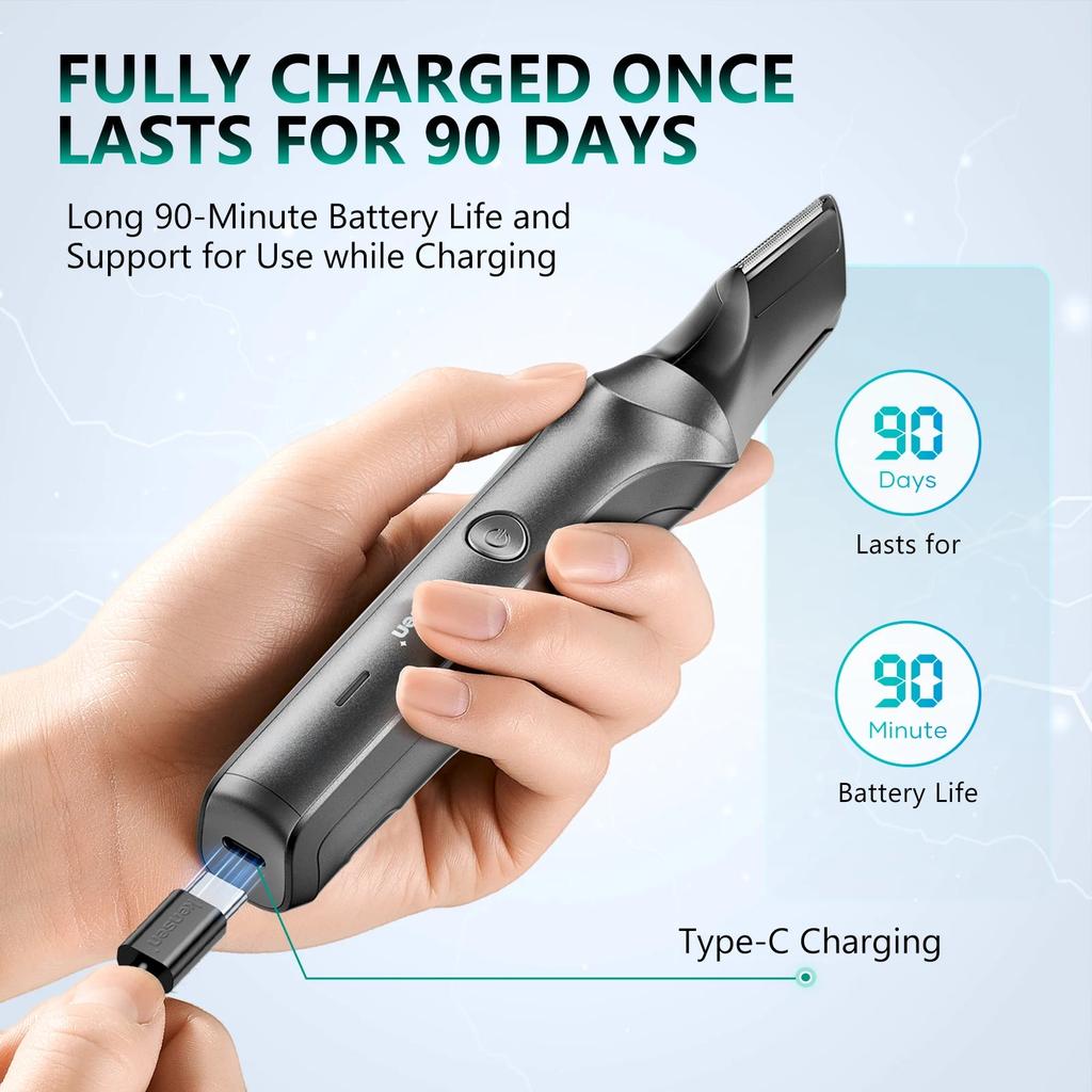 IPX5 Body & Groin Hair Trimmer for Men, 2 Attachments by HitMyNeed