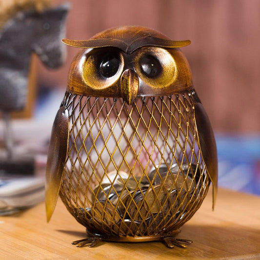 Iron Owl Piggy Bank Coin Holder by HitMyNeed