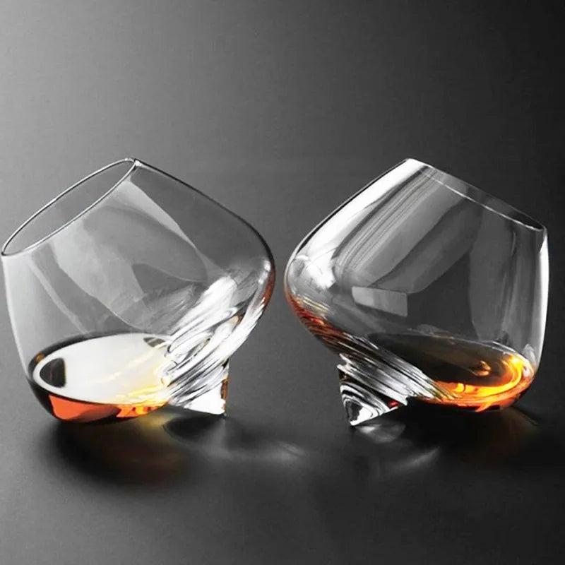 Irregular Rotating Whiskey & Cocktail Tumbler Glass 250ml by HitMyNeed