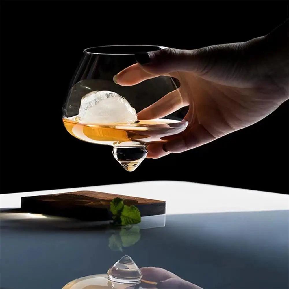 Irregular Rotating Whiskey & Cocktail Tumbler Glass by HitMyNeed