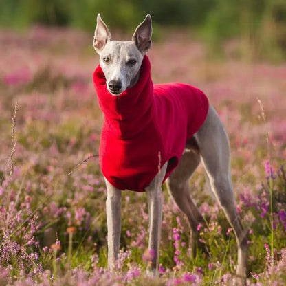 Italian Greyhound Fleece Turtleneck Sweater red l by HitMyNeed