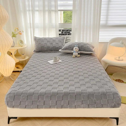 Jacquard Velvet Plaid Fitted Mattress Cover by HitMyNeed