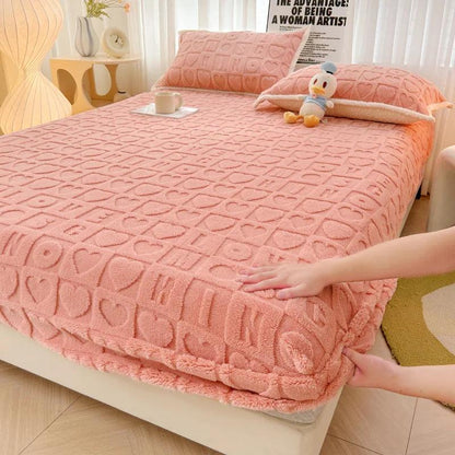Jacquard Velvet Plaid Fitted Mattress Cover langmanzimu-fen 200x220x30cm by HitMyNeed