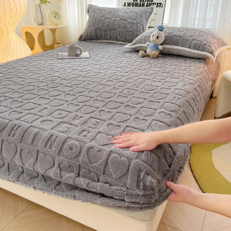 Jacquard Velvet Plaid Fitted Mattress Cover langmanzimu-hui 180x200x30cm by HitMyNeed