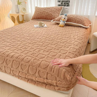 Jacquard Velvet Plaid Fitted Mattress Cover langmanzimu-ka 150x200x30cm by HitMyNeed