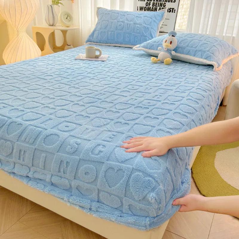 Jacquard Velvet Plaid Fitted Mattress Cover langmanzimu-lan 120x200x30cm by HitMyNeed