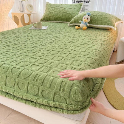 Jacquard Velvet Plaid Fitted Mattress Cover langmanzimu-lv 200x220x30cm by HitMyNeed