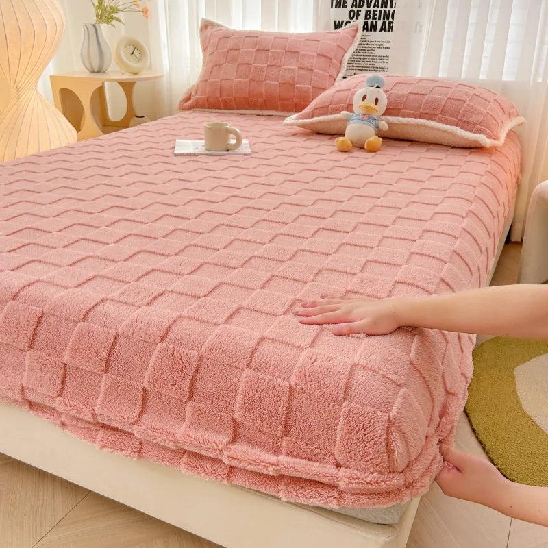 Jacquard Velvet Plaid Fitted Mattress Cover pintu-fen 150x200x30cm by HitMyNeed